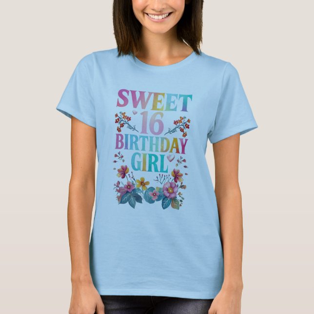 Söt 16 Birthday Girl T Shirt (Framsida)