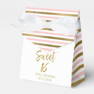 Söt 16 Birthday Rosa & Gold Foil Rand Presentaskar