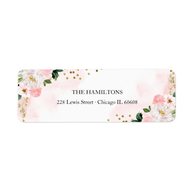 Söt 16  Blommigt för vattenfärg, returadress Returadress Etikett (Framsidan)