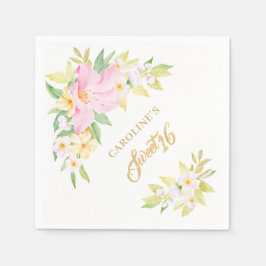 Söt 16-Blommigtars vattenfärgad  Rosa Elegant Pappersservett