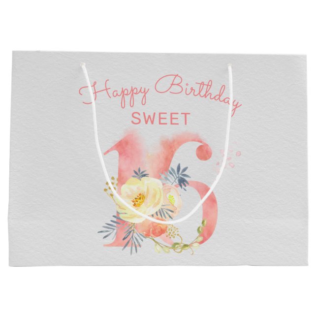 Söt 16-Blommigts nummer stort 16:e födelsedagen (Baksidan)