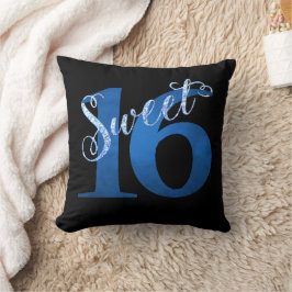 Söt 16 | Blue Watercolor och Faux Glitter Party Kudde