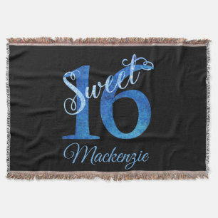 Söt 16   Blue Watercolor och Faux Glitter Party Mysfilt