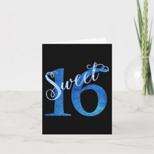 Söt 16 Blue Watercolor och Faux Glitter Party Tack Kort