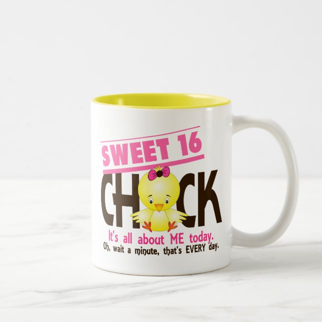 Söt 16 chick 3 Två-Tonad mugg (Höger)
