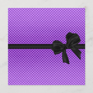 Söt 16-dagars glam-Lila Glitter Black Bow 2 Inbjudningar
