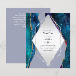 Söt 16-dagars inbjudningar Agate Glitter