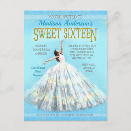 Söt 16-dagars vattenfärgsfärgad Royal blå Guld Vykort