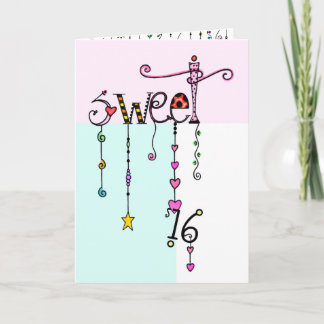Söt 16 Dangles Birthday Card Kort