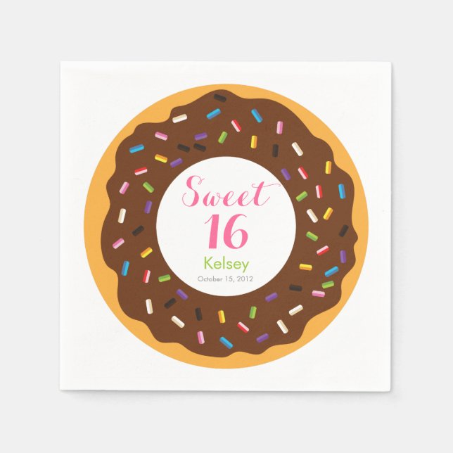 Söt 16 Donut Pappersservett (Framsidan)