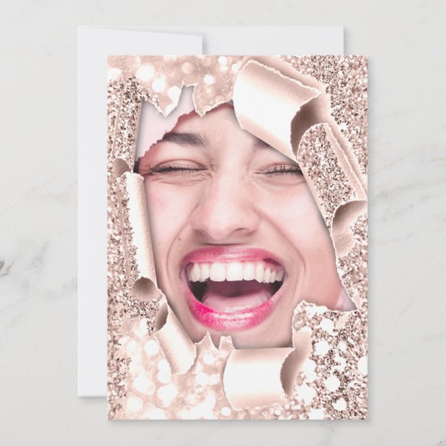 Söt 16:e 15:e Möhippan 3D Ro Glitter Inbjudningar (Framsida)