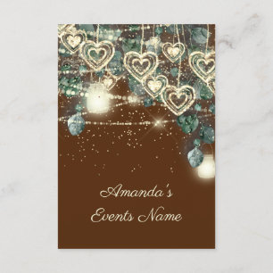 Söt 16:e Bride Rustic Wood Guld Brown Mint Heart Inbjudningar