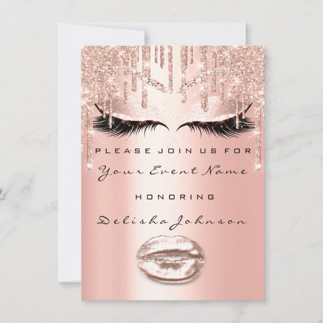 Söt 16:e drivrutin Glitter Möhippa Makeup VIP Inbjudningar (Framsida)