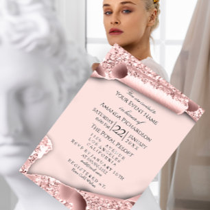 Söt 16:e födelsedag Möhippa 3D Rosa ros Inbjudningar