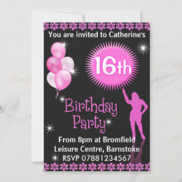 Söt 16:e Födelsedagsfest inbjudan
