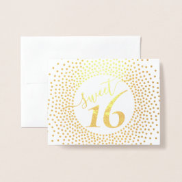 Söt 16:e födelsedagsglittery Confetti Script Guld Folierat Kort