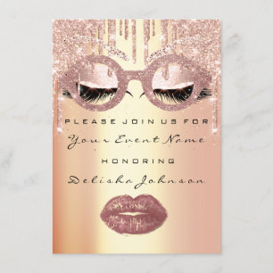 Söt 16:e Möhippan av glaset Ro Quinceanera Makeup Inbjudningar