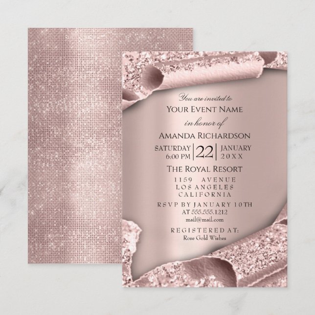 Söt 16:e Möhippan Bröllop 3D Ro Elegant Inbjudningar (Fram/baksida)