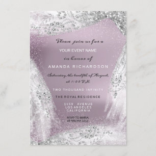 Söt 16:e Möhippan Diamond Dress Eggplant Silver Inbjudningar