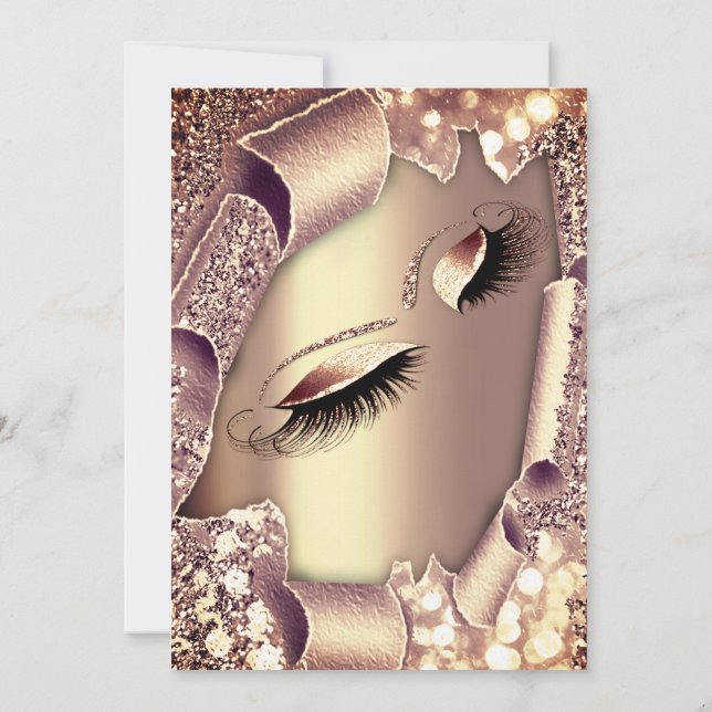 Söt 16:e Möhippan RO GULD MAKEUP Inbjudningar (Baksida)