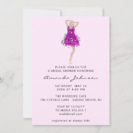 Söt 16:e Möhippan Rosa Glitter Dress Inbjudningar