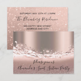 Söt 16:e Party-Ro-Glitter-Möhippan Inbjudningar