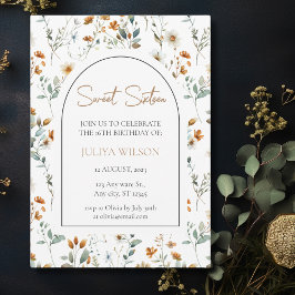 Söt 16 elegant av botaniska vilda blommor inbjudningar