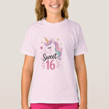 Söt 16 Enhörning Grafisk Tonårst-Shirt