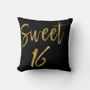 Söt 16 Faux Guld och Black Foil Pillow Kudde