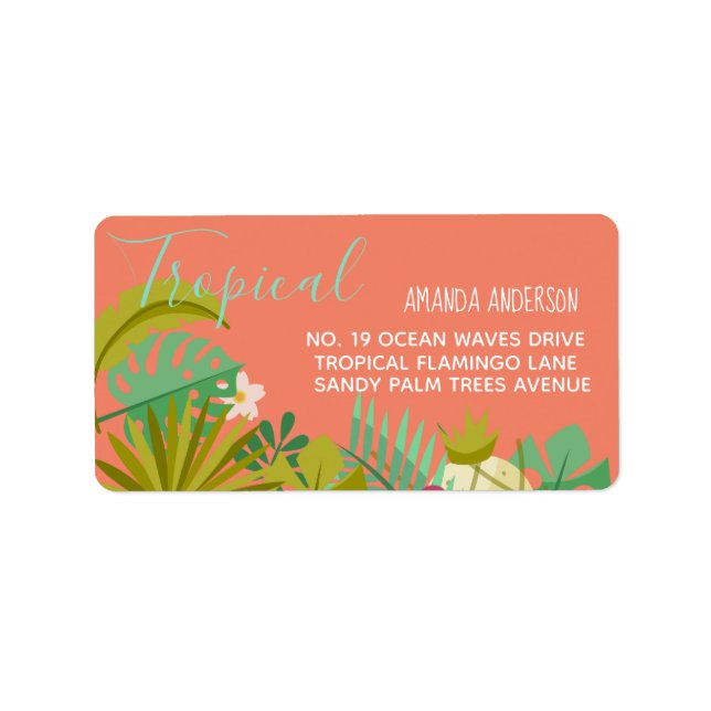 Söt 16 Flamingo Luau Tropical 16:e födelsedagen Adressetikett (Framsidan)