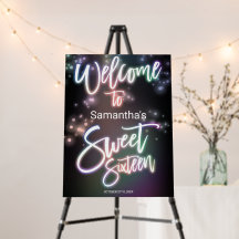 Söt 16 födelsedag Färglös Neonglöd Mörk Party