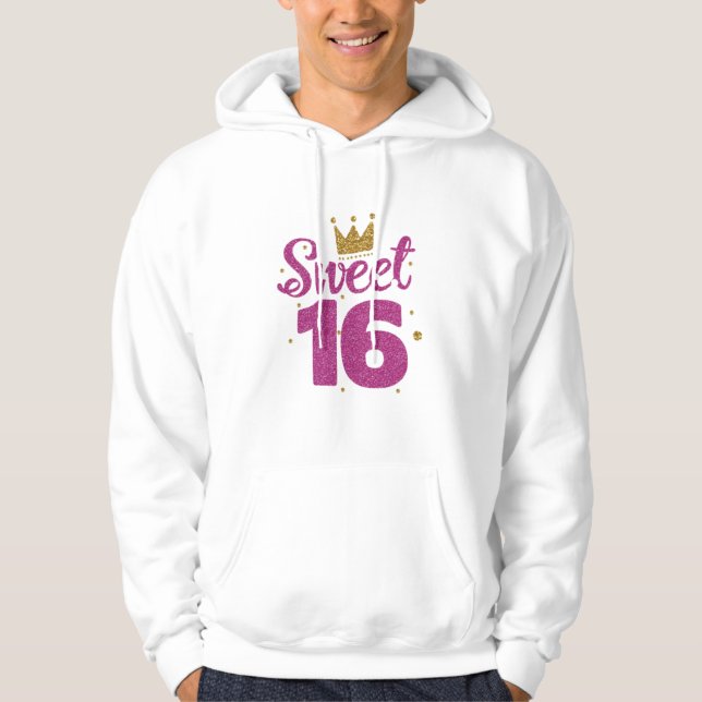 Söt 16 födelsedag hoodie (Framsida)