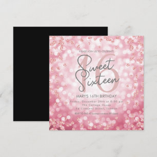 Söt 16 Födelsedag Ro Guld Chic Glitter Ljus Inbjudningar