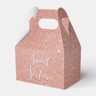 Söt 16 Födelsedag Ro Guld Rosa Glitter Presentaskar