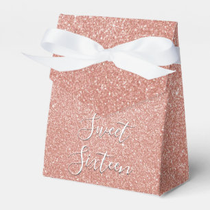 Söt 16 Födelsedag Ro Guld Rosa Glitter Presentaskar