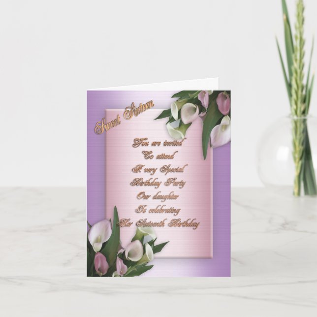 Söt 16 födelsedagsfest inbjudan (Framsida)