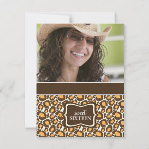Söt 16 Födelsedagsfest inbjudan {Djurutskrift}