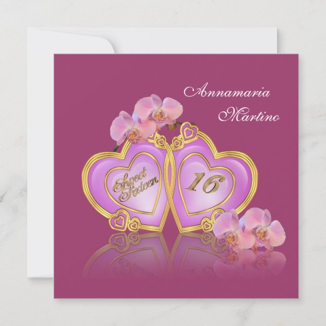 Söt 16 Födelsedagsfest inbjudan elegant (Framsida)