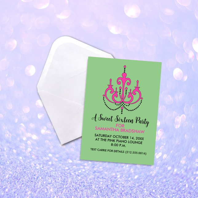 Söt 16 Födelsedagsfest inbjudan (Grönt) (Skapare uppladdad)