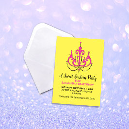 Söt 16 Födelsedagsfest inbjudan (Gult)