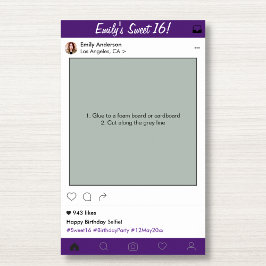 Söt 16 Födelsedagsfest Rekvisita Fotobox Ram Quinc Poster