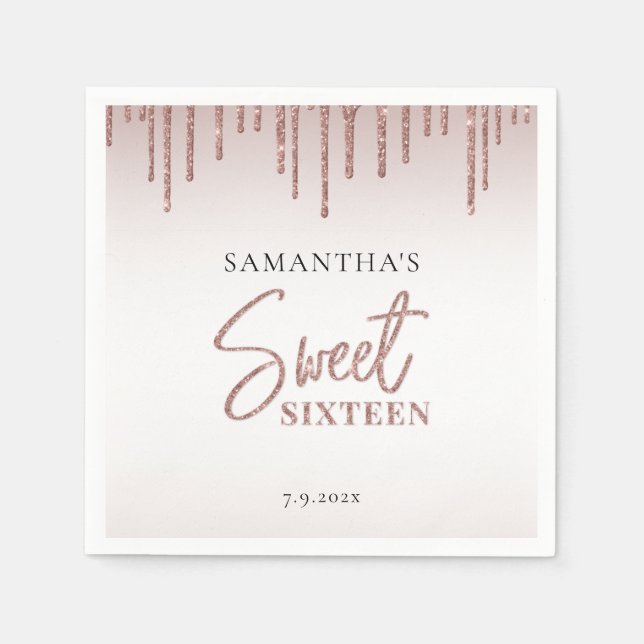Söt 16-Födelsedagsfesters Anpassningsbar Papper Pappersservett (Framsidan)