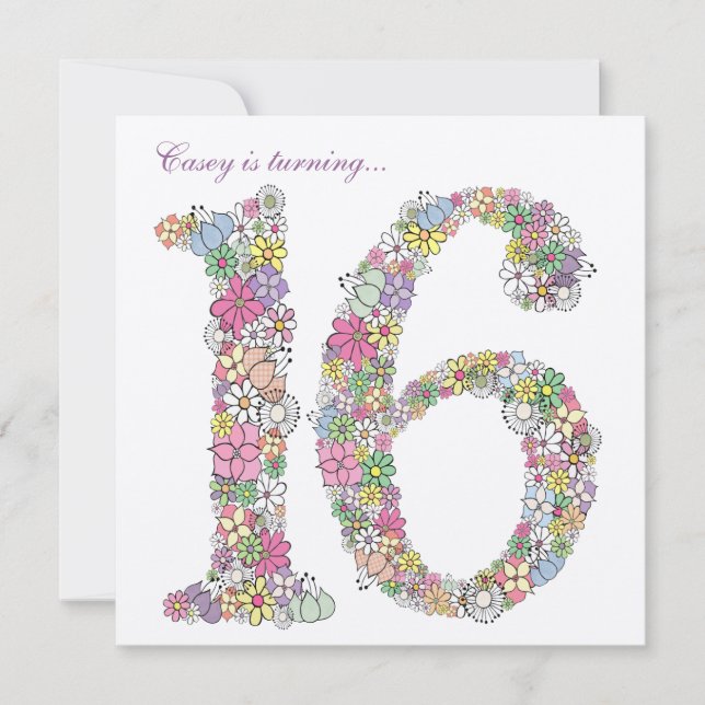 Söt 16 Födelsedagsfesters blobinbjudan till Vår Inbjudningar (Framsida)