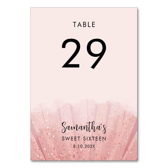 Söt 16-Födelsedagsfesters Elegant 29 Bordsnummer (Framsidan)
