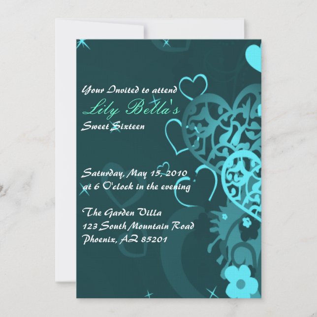 Söt 16-födelsedagsinbjudan inbjudningar (Framsida)