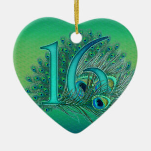 Söt 16-födelsedagskalender, dekorerat åldersnum julgransprydnad keramik