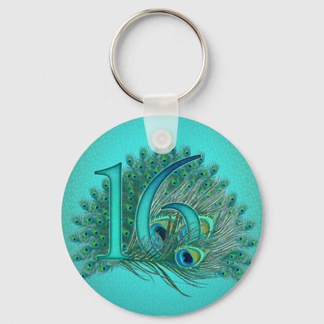 Söt 16-födelsedagskalender, dekorerat åldersnummer nyckelring (Framsida)