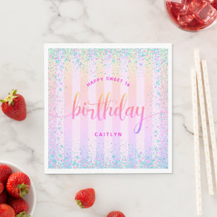 Söt 16-födelsedagspresent pastel glitter rainbow o pappersservett
