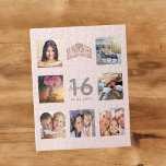 Söt 16 foto ro guld  rosa tiara pussel<br><div class="desc">En unik 16:e födelsedagspresent eller keepé som firar sitt liv med en kollage av 7 av dina foton. Lägg till bilder från hennes familj, vänner, sällskapsdjur, hobbieser eller drömresmål. Anpassa och lägg till namn, 16 år och ett datum. Grått och mörk ro guld färgad brev. Elegant och trendig rosa, bakgrund...</div>