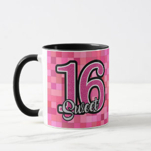 Söt 16 Foto Rosa Birthday Coffee Toppen Cute Kopp